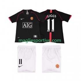 Completo Calcio Manchester United GIGGS 11 2007 2008 Retro Bambino Divisa Trasferta